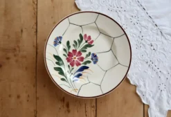 Compotier vintage faïence Saint-Amand modèle Maurice – Décor floral