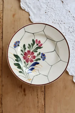 Compotier vintage faïence Saint-Amand modèle Maurice – Décor floral