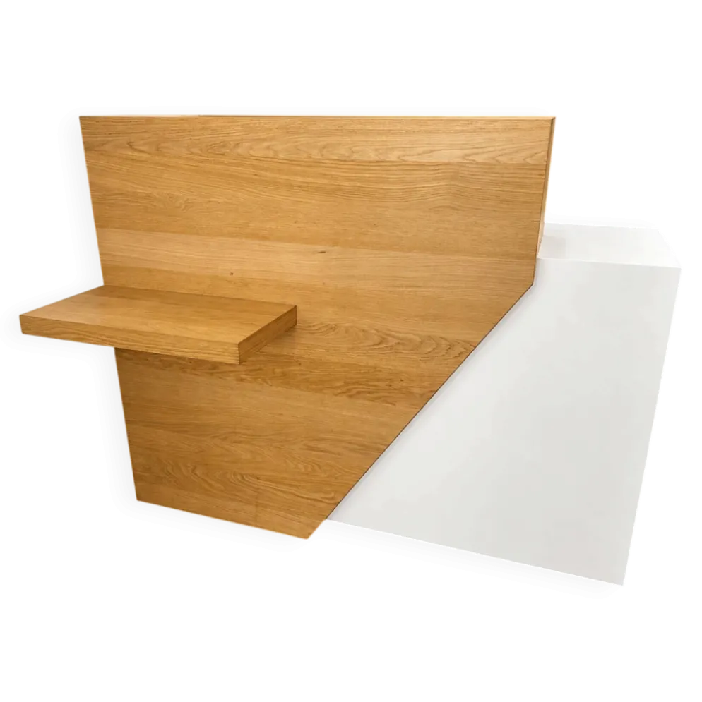 Comptoir blanc et bois – meuble d’accueil rangement