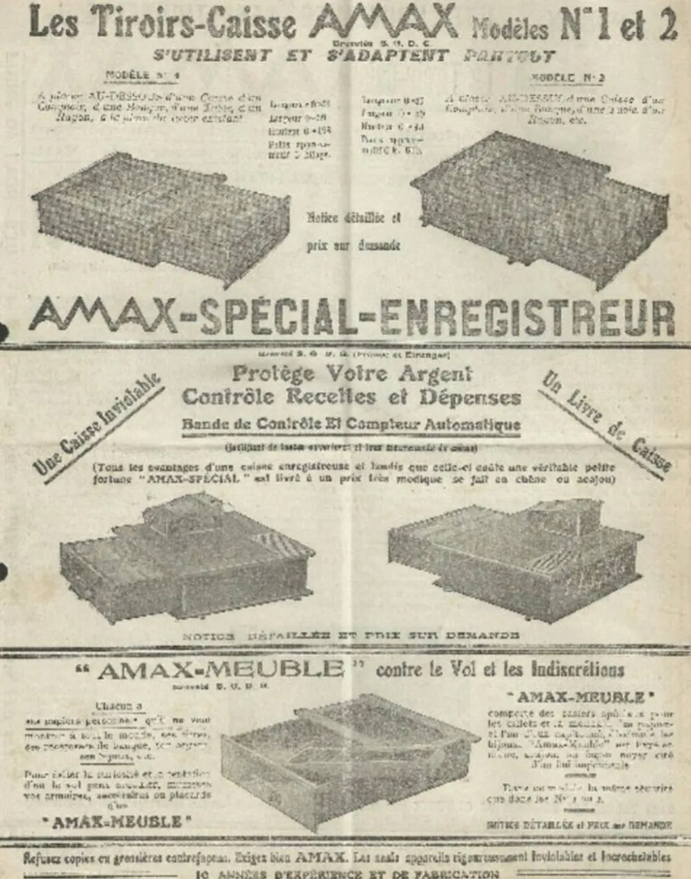 Comptoir caisse (ou bureau) André Ray. (Années 30/ 40)