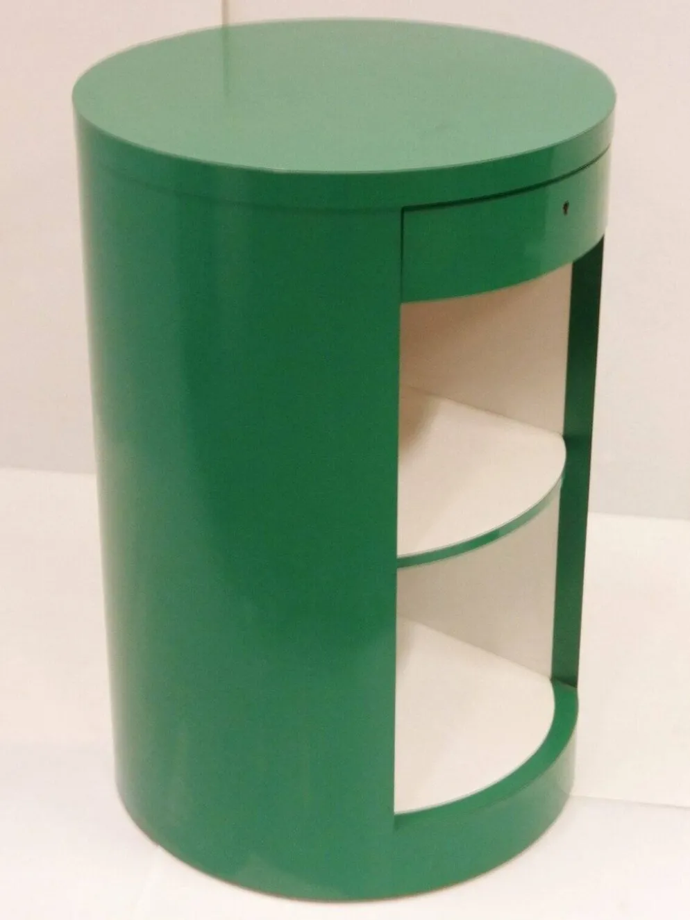 Comptoir cylindre Formica vert pomme Pop Space Age vintage 1970