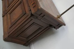 Comptoir de magasin en chêne français antique / unité de rangement, 19e siècle