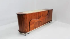 Comptoir de magasin vintage en marbre et bois Italie années 1970