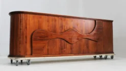 Comptoir de magasin vintage en marbre et bois Italie années 1970
