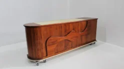 Comptoir de magasin vintage en marbre et bois Italie années 1970