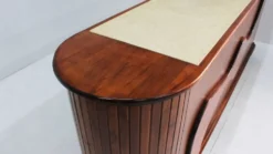 Comptoir de magasin vintage en marbre et bois Italie années 1970