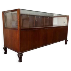 Comptoir de magasin/vitrine/présentoir vintage en bois