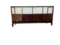 Comptoir de magasin/vitrine/présentoir vintage en bois