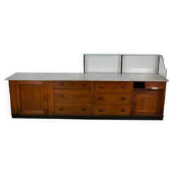 Comptoir en chêne et marbre Art Déco, Allemagne années 1920