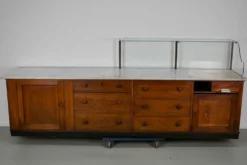 Comptoir en chêne et marbre Art Déco, Allemagne années 1920