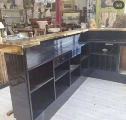 Comptoir Maison Jansen en laiton et laque bleue