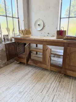 Comptoir rustique enfilade XXL 4m chêne massif 1950