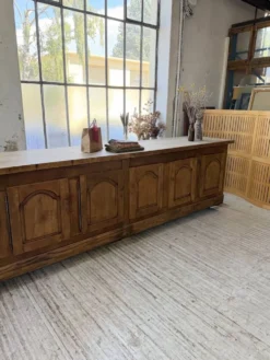 Comptoir rustique enfilade XXL 4m chêne massif 1950