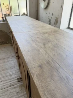 Comptoir rustique enfilade XXL 4m chêne massif 1950