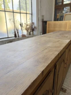 Comptoir rustique enfilade XXL 4m chêne massif 1950