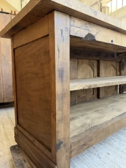 Comptoir rustique enfilade XXL 4m chêne massif 1950