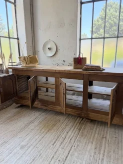 Comptoir rustique enfilade XXL 4m chêne massif 1950