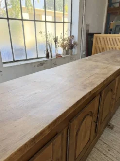 Comptoir rustique enfilade XXL 4m chêne massif 1950