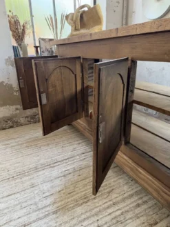 Comptoir rustique enfilade XXL 4m chêne massif 1950