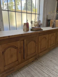 Comptoir rustique enfilade XXL 4m chêne massif 1950