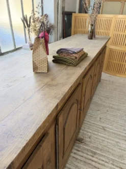 Comptoir rustique enfilade XXL 4m chêne massif 1950