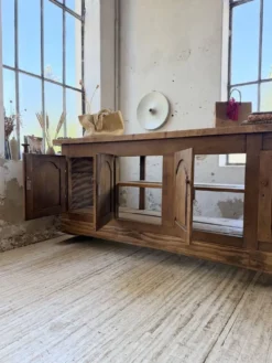 Comptoir rustique enfilade XXL 4m chêne massif 1950