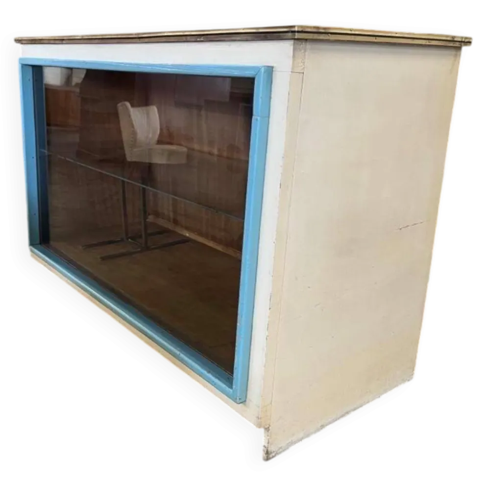 Comptoir/vitrine de magasin vintage en bois : projet de design