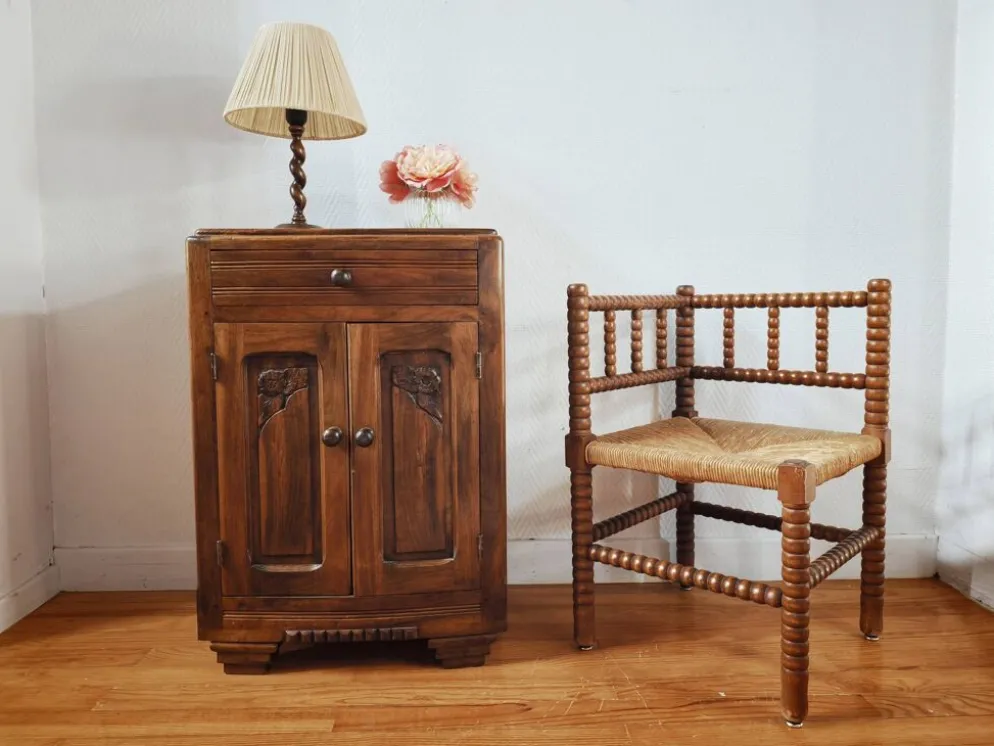 Confiturier en noyer – meuble de rangement ancien 1930-40