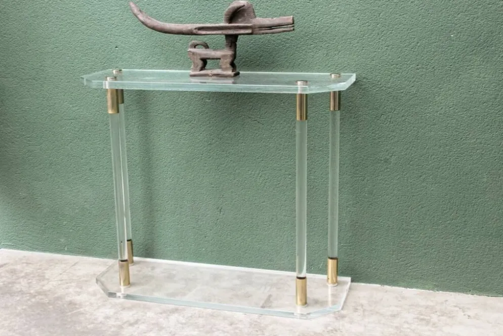 Console, altuglass, années 1970, dans le goût de Charles Hollis Jones