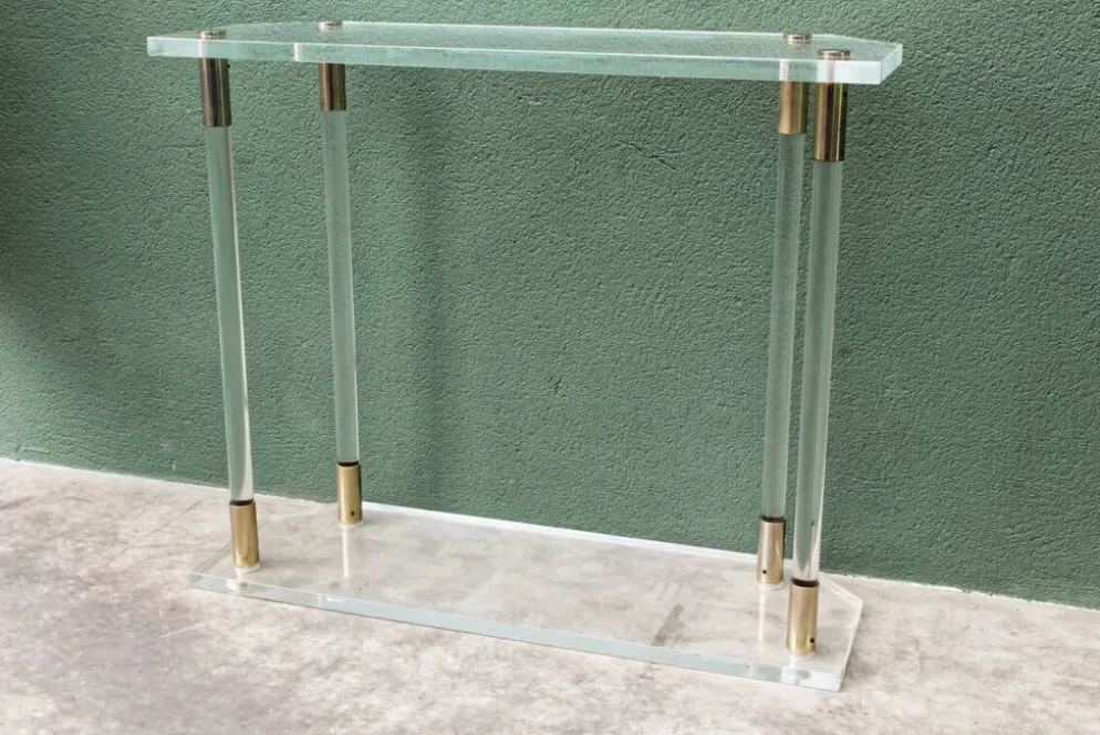 Console, altuglass, années 1970, dans le goût de Charles Hollis Jones