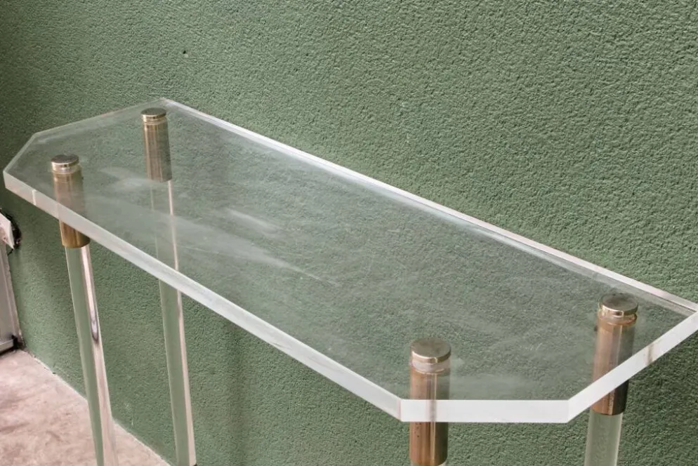 Console, altuglass, années 1970, dans le goût de Charles Hollis Jones
