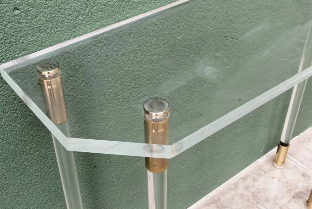 Console, altuglass, années 1970, dans le goût de Charles Hollis Jones