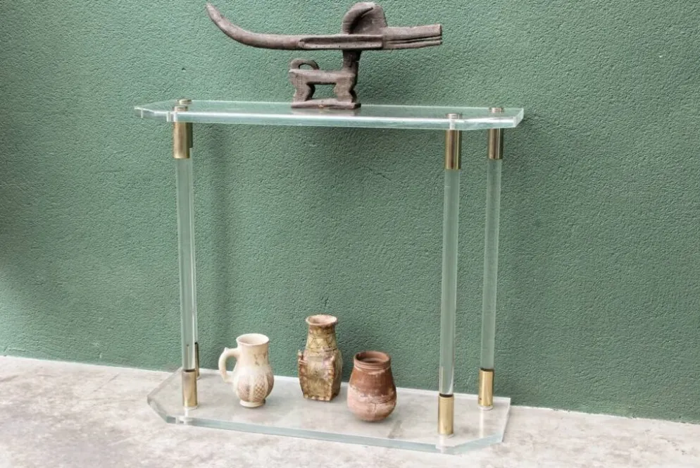 Console, altuglass, années 1970, dans le goût de Charles Hollis Jones