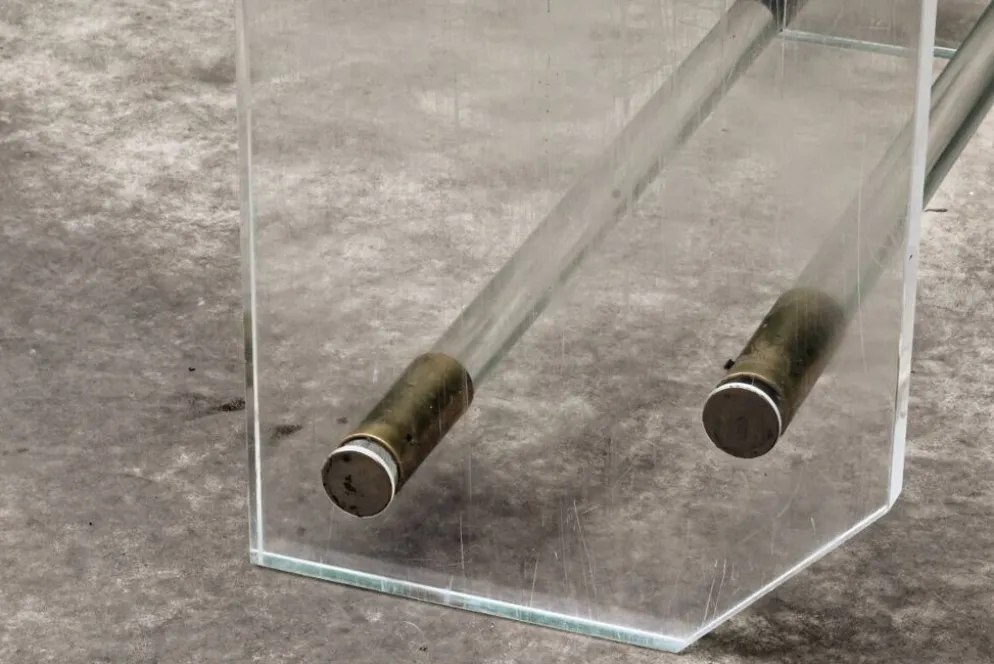 Console, altuglass, années 1970, dans le goût de Charles Hollis Jones