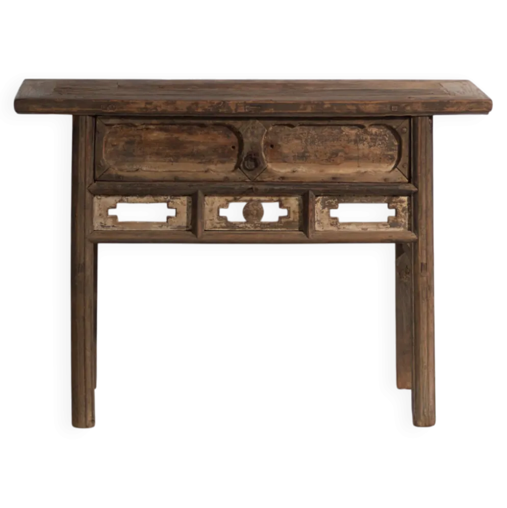 Console ancienne chinoise à entrelacs géométriques – Chine, vers 1900