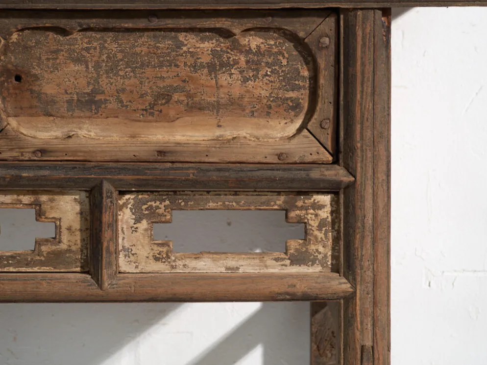 Console ancienne chinoise à entrelacs géométriques – Chine, vers 1900
