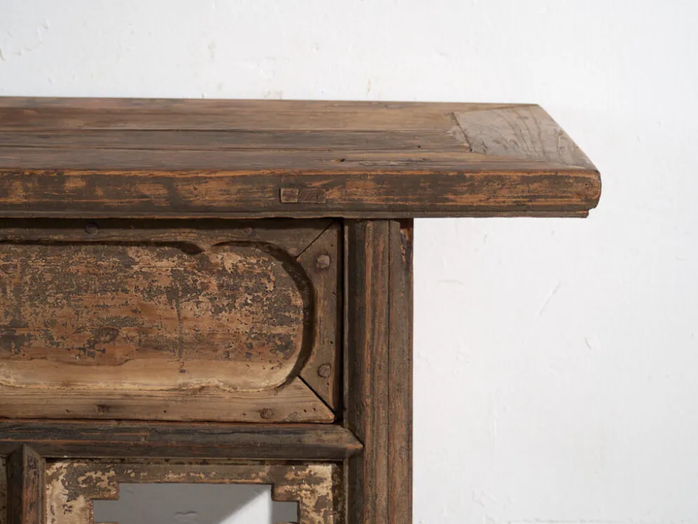 Console ancienne chinoise à entrelacs géométriques – Chine, vers 1900