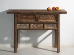 Console ancienne chinoise à entrelacs géométriques – Chine, vers 1900