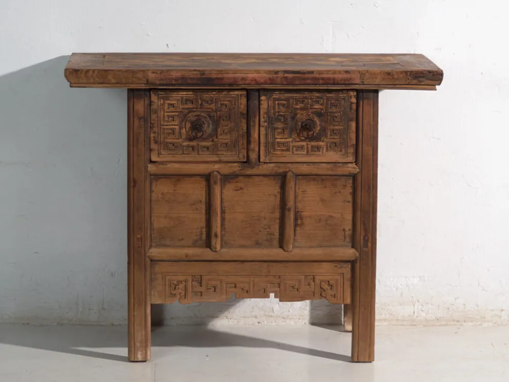 Console ancienne chinoise à tiroirs sculptés – Chine, vers 1900