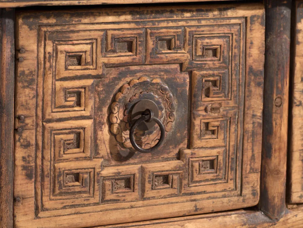 Console ancienne chinoise à tiroirs sculptés – Chine, vers 1900