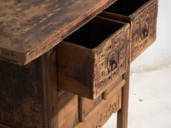 Console ancienne chinoise à tiroirs sculptés – Chine, vers 1900