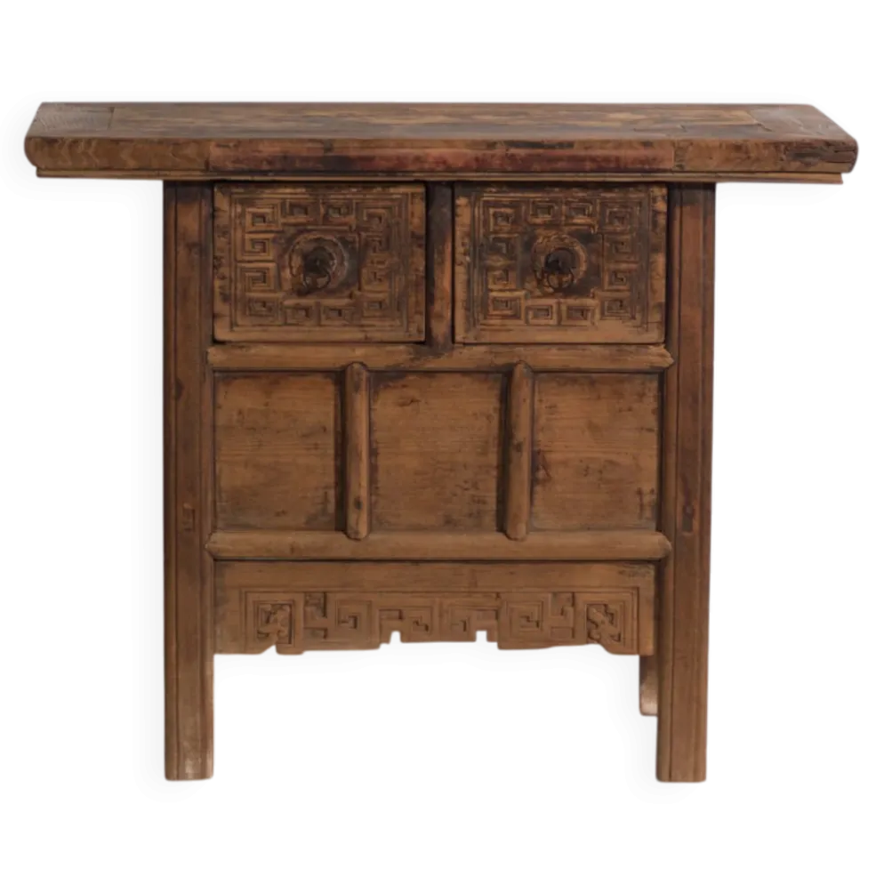 Console ancienne chinoise à tiroirs sculptés – Chine, vers 1900