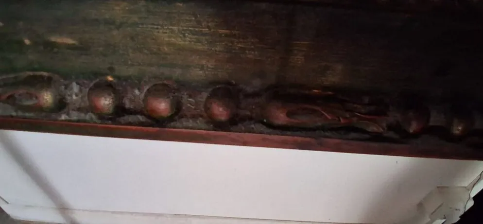 Console ancienne, fin 19ème, Napoléon III, en bois et marbre.