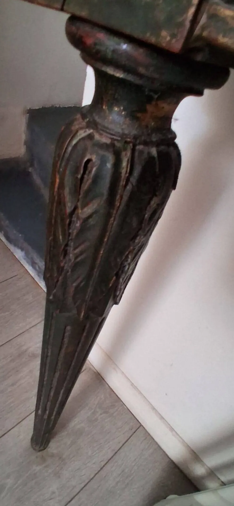 Console ancienne, fin 19ème, Napoléon III, en bois et marbre.