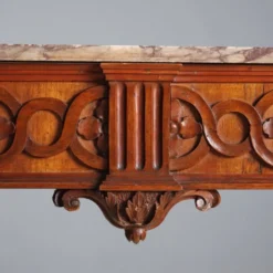 Console ancienne néoclassique en noyer avec plateau en marbre, XVIIIe siècle