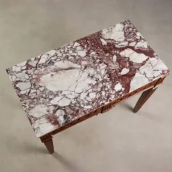 Console ancienne néoclassique en noyer avec plateau en marbre, XVIIIe siècle