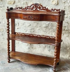 Console anglaise XIXe siècle – Acajou massif et placage – Sculptures f
