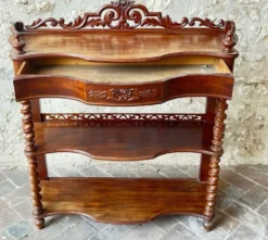 Console anglaise XIXe siècle – Acajou massif et placage – Sculptures f