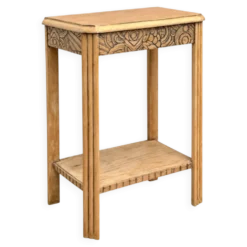 Console art déco bois brut à décor floral rénovée 1930