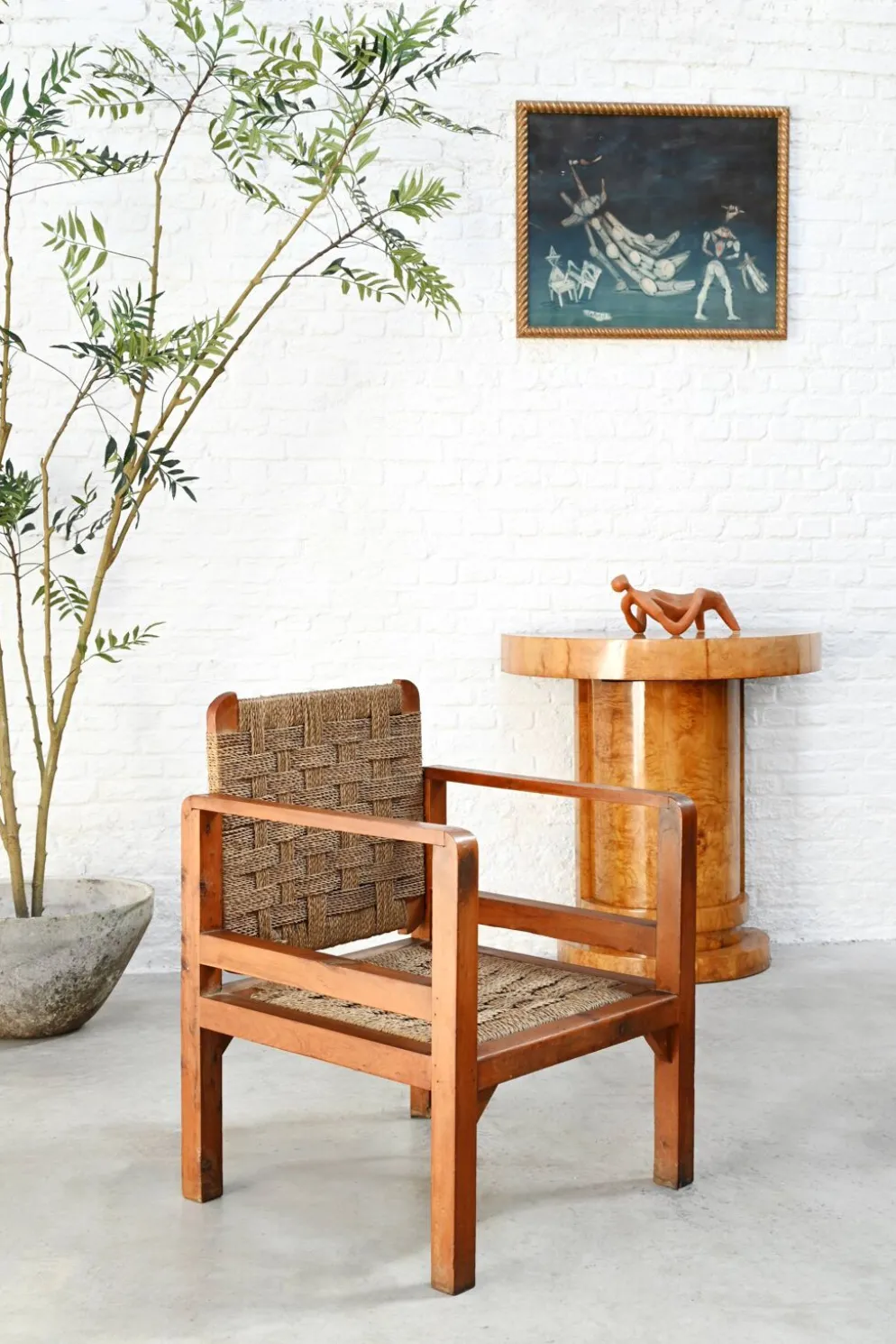 Console Art Déco en bois de bouleau, France, années 1930